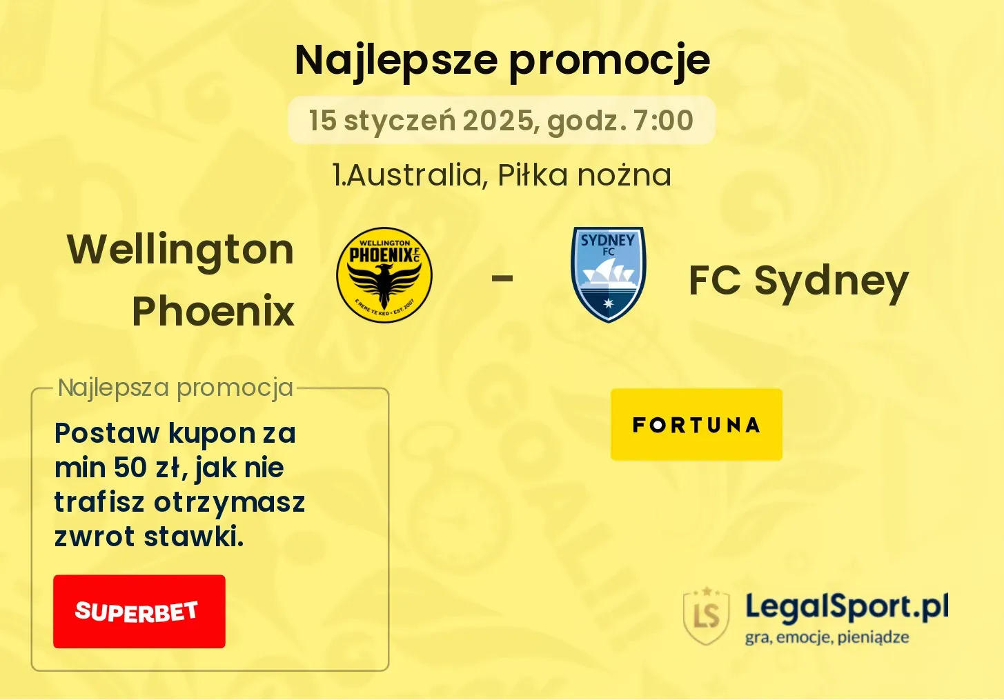 Wellington Phoenix - FC Sydney promocje bonusy na mecz