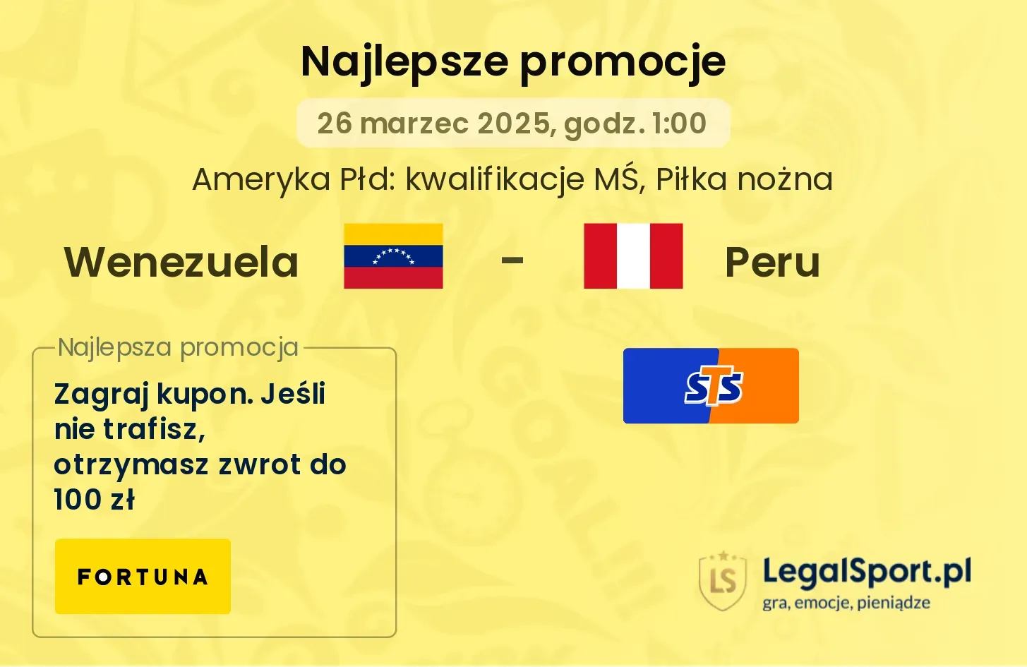 Wenezuela - Peru promocje u bukmacherów