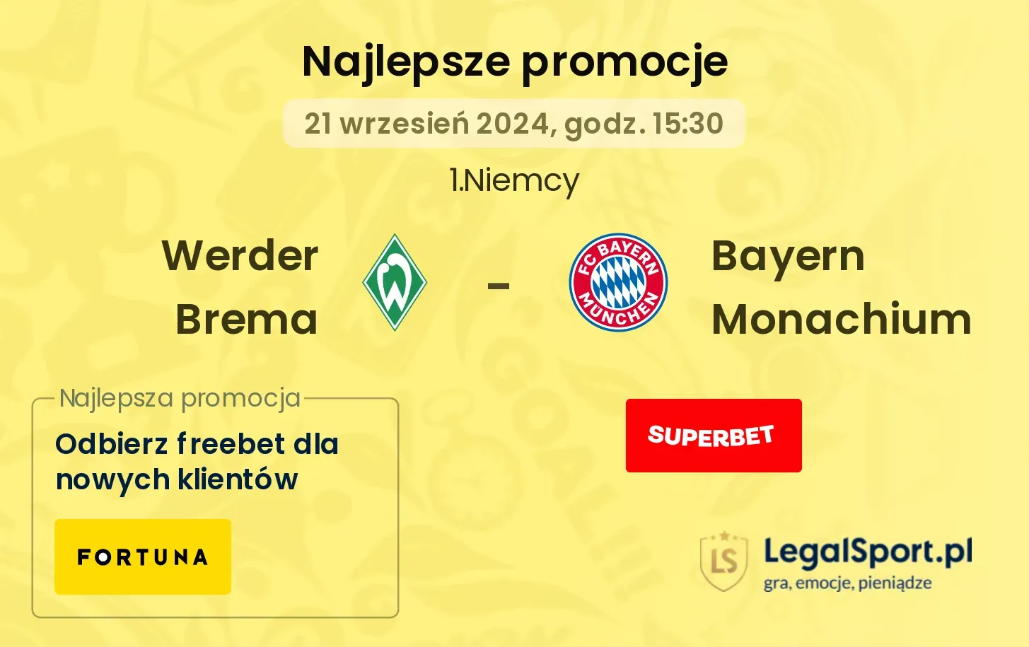 Werder Brema - Bayern Monachium promocje bonusy na mecz