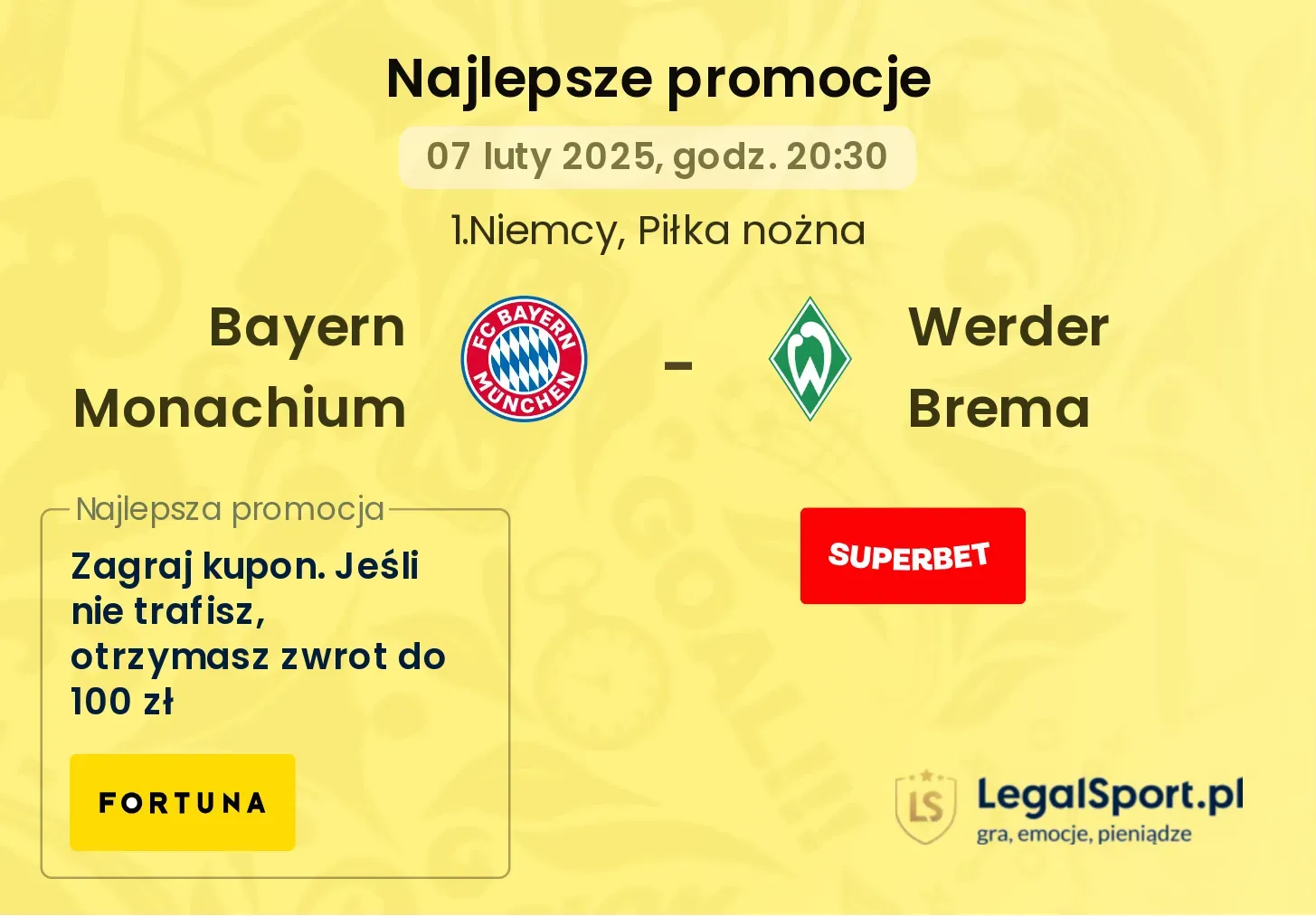 Bayern Monachium - Werder Brema promocje u bukmacherów