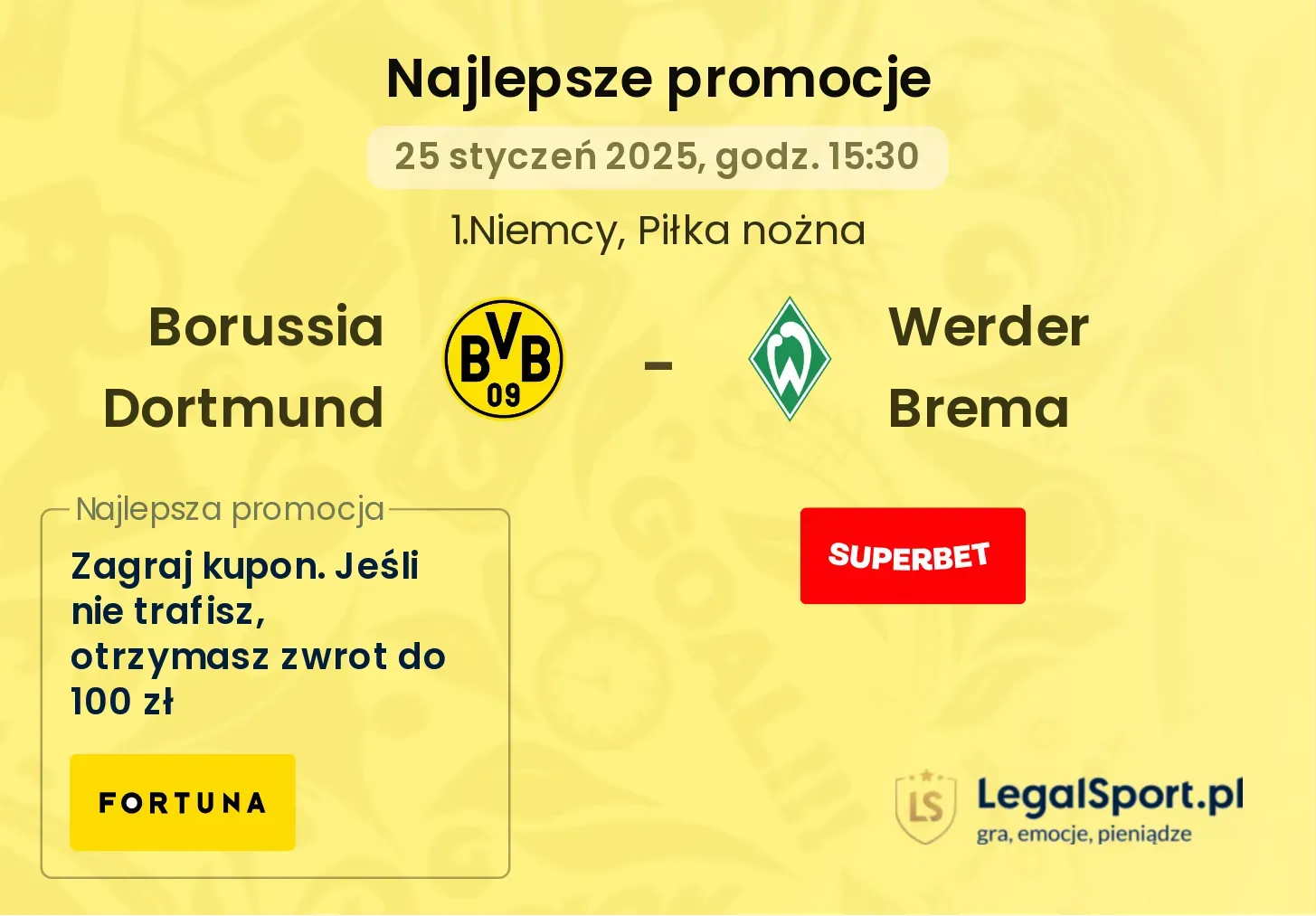 Borussia Dortmund - Werder Brema promocje bukmacherskie