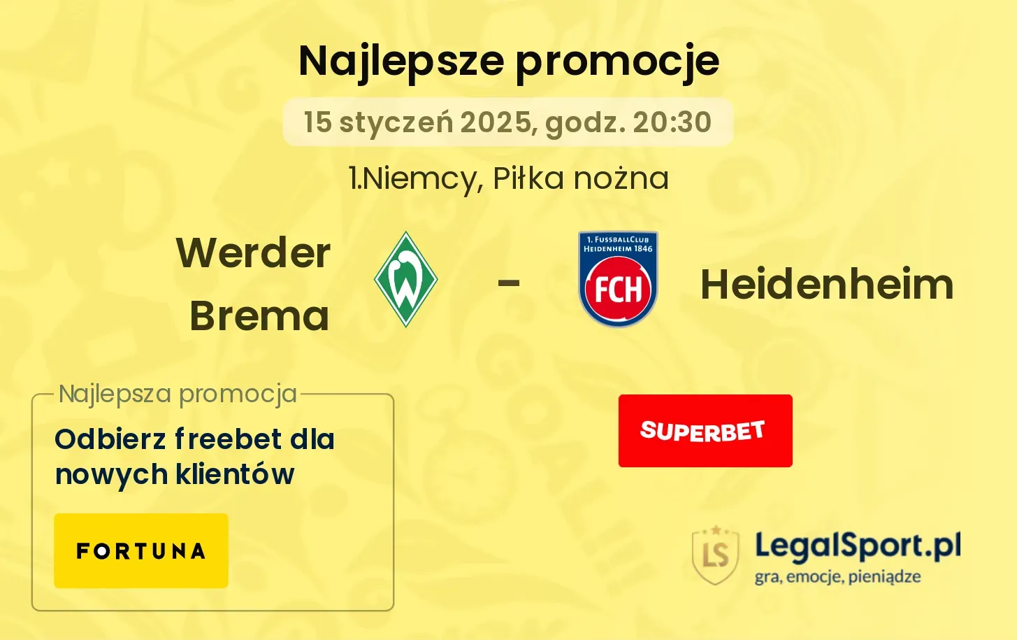 Werder Brema - Heidenheim promocje bonusy na mecz