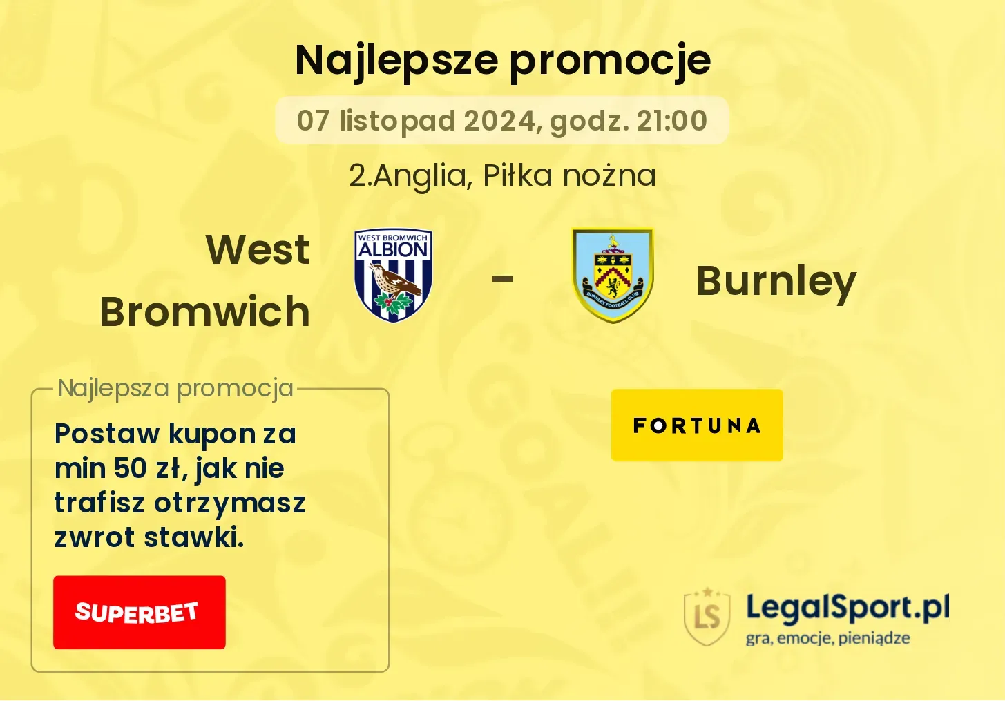 West Bromwich - Burnley promocje bonusy na mecz