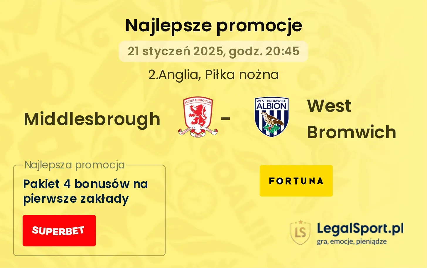 Middlesbrough - West Bromwich promocje u bukmacherów