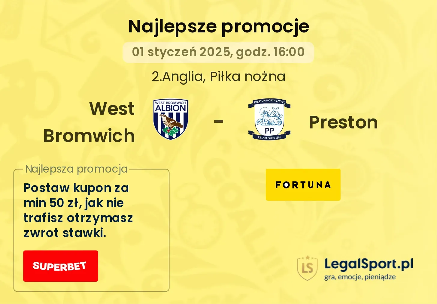 West Bromwich - Preston promocje bonusy na mecz