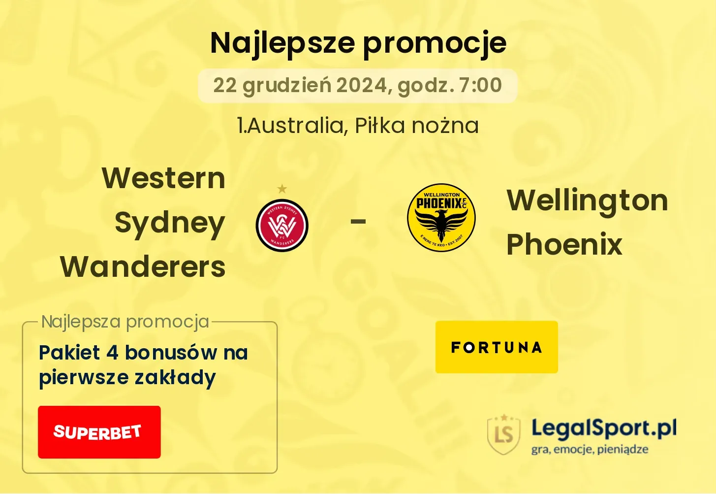 Western Sydney Wanderers - Wellington Phoenix promocje bonusy na mecz