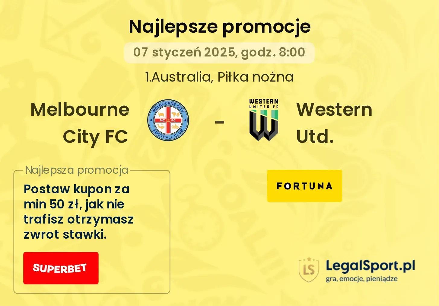 Melbourne City FC - Western Utd. promocje u bukmacherów