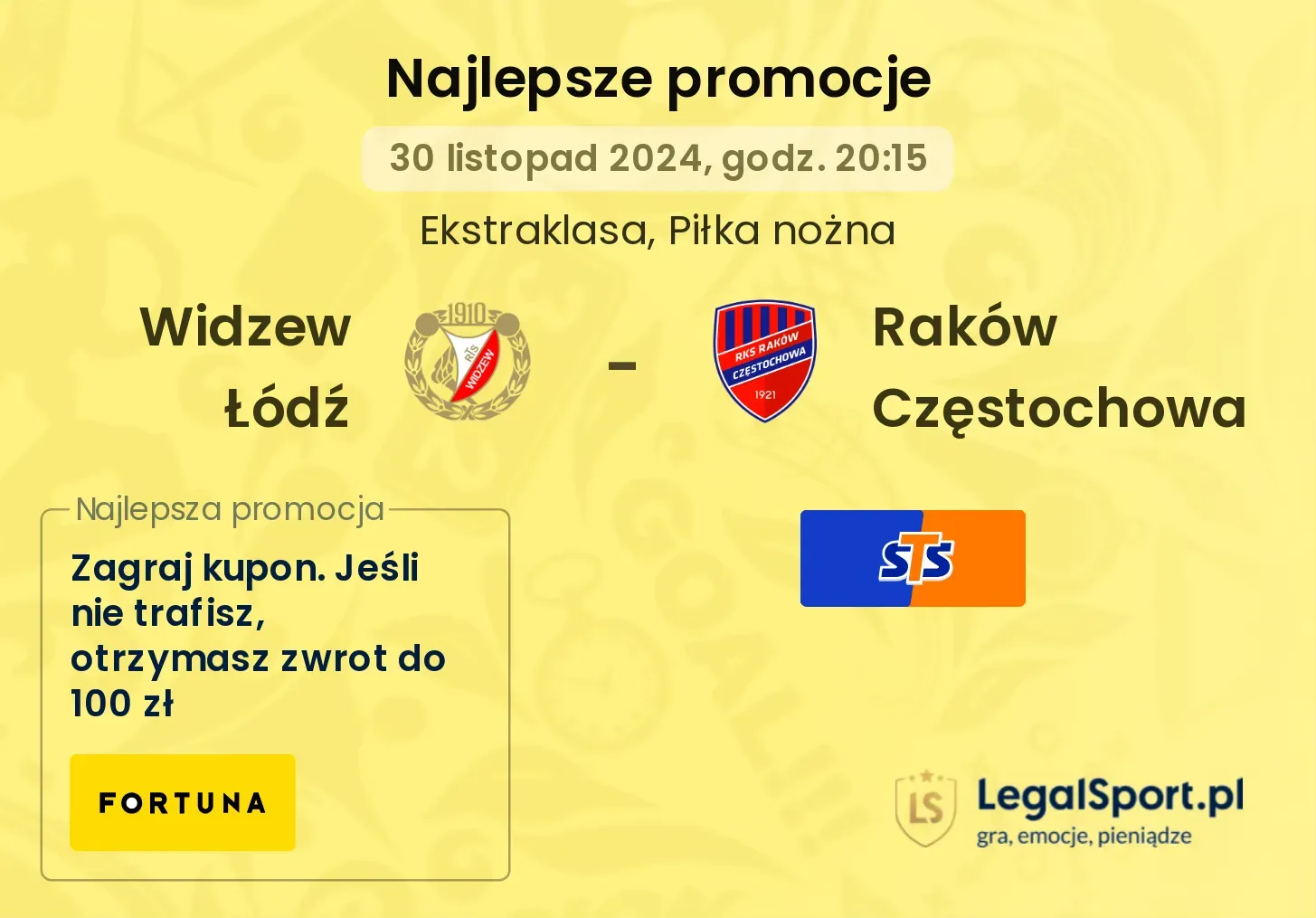 Widzew Łódź - Raków Częstochowa promocje bonusy na mecz