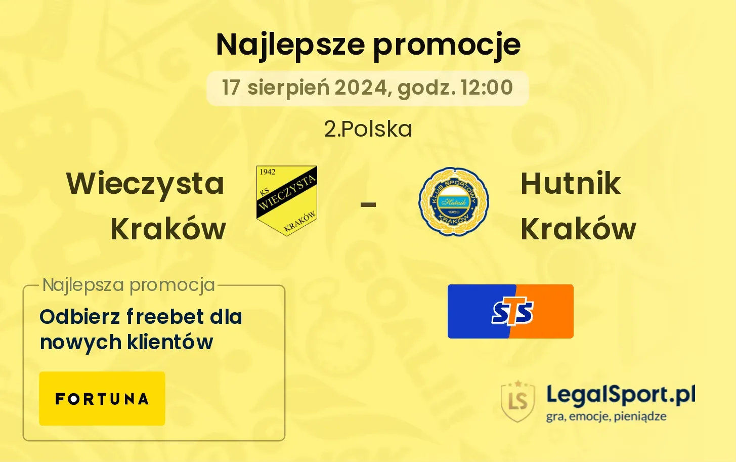 Hutnik Kraków - Wieczysta Kraków promocje bukmacherskie