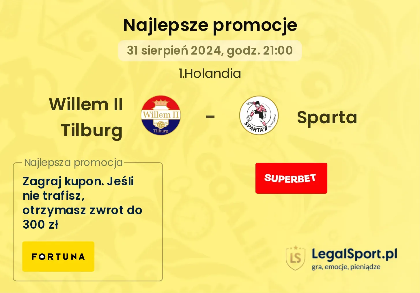 Willem II Tilburg - Sparta promocje bonusy na mecz