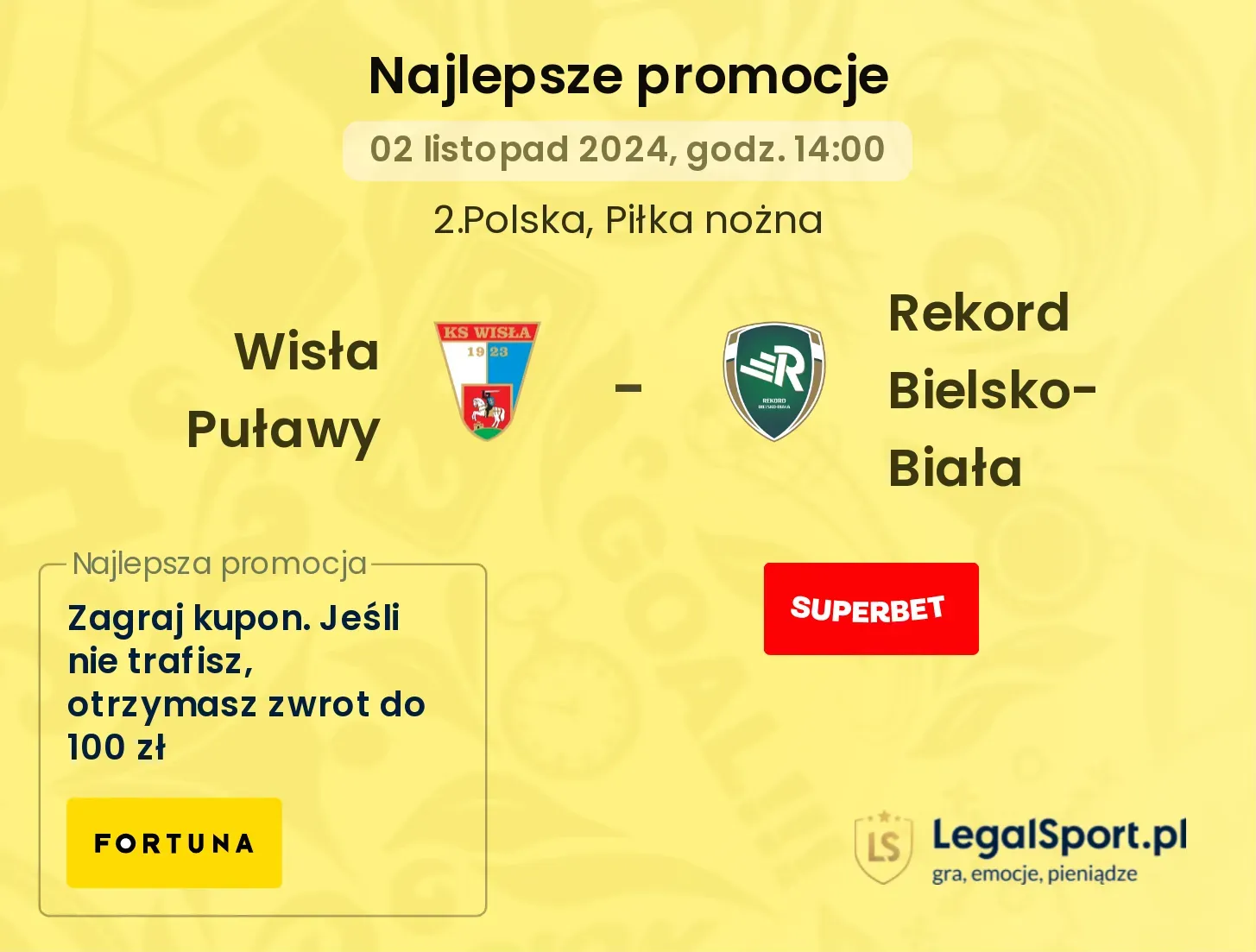 Wisła Puławy - Rekord Bielsko-Biała promocje bonusy na mecz