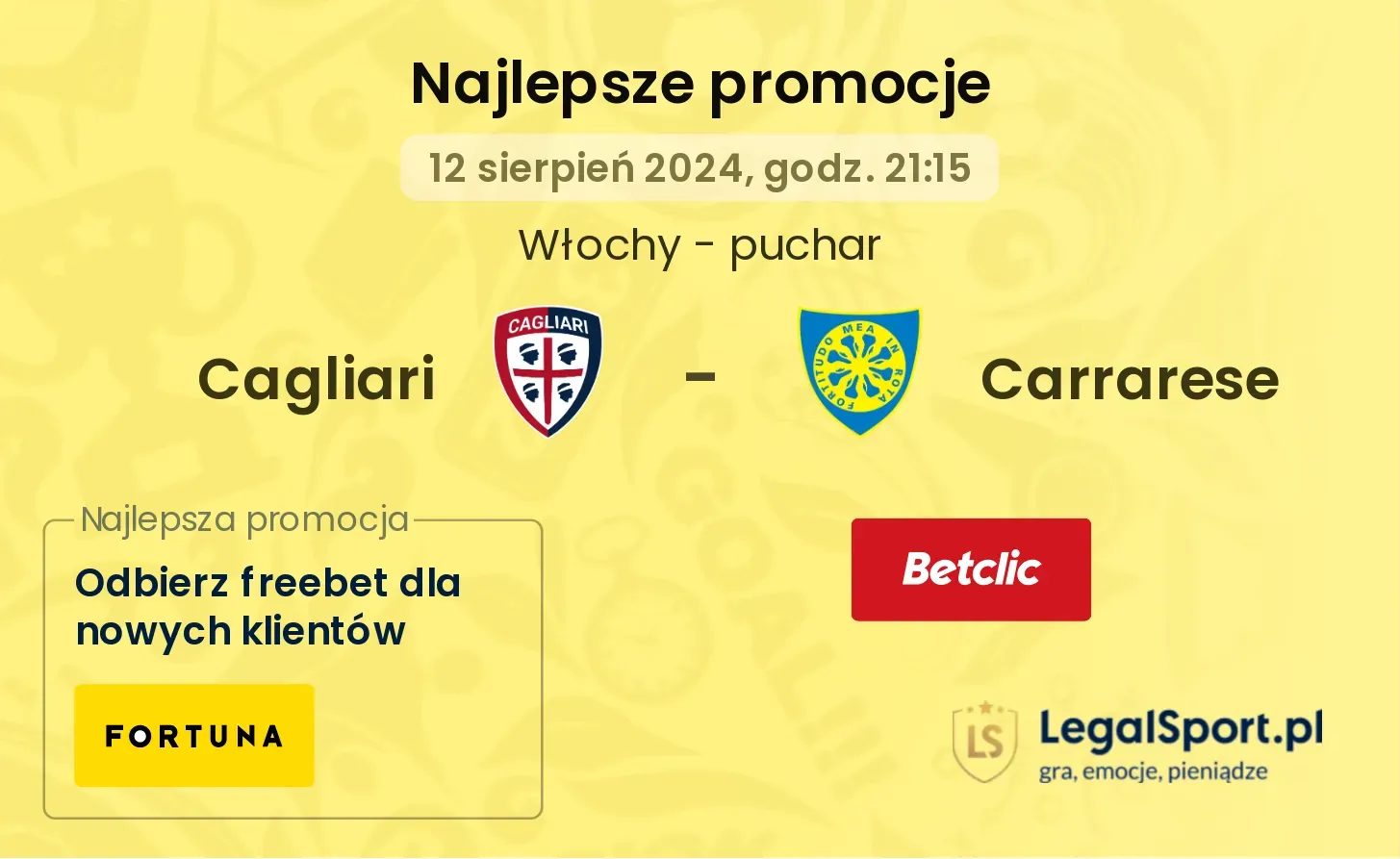 Cagliari - Carrarese promocje bonusy na mecz