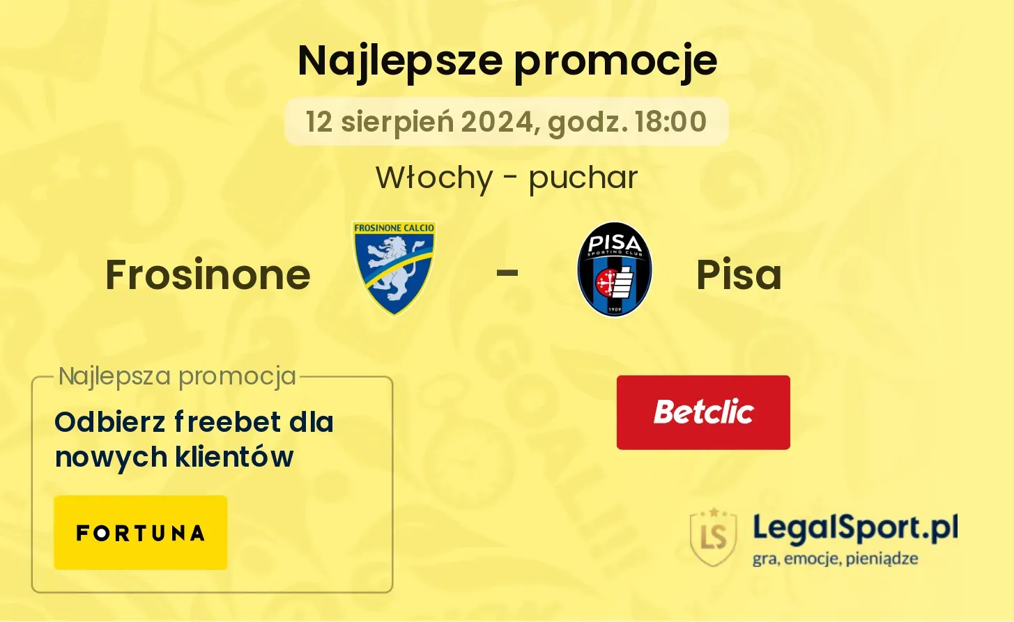 Frosinone - Pisa promocje bonusy na mecz