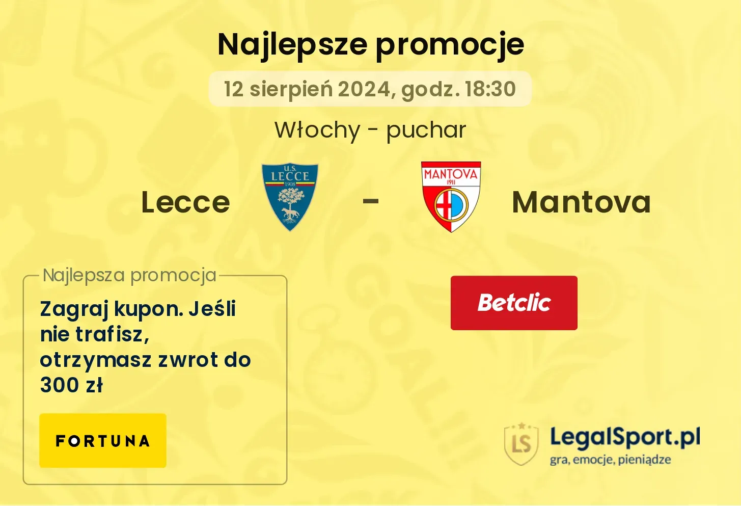 Lecce - Mantova promocje bonusy na mecz