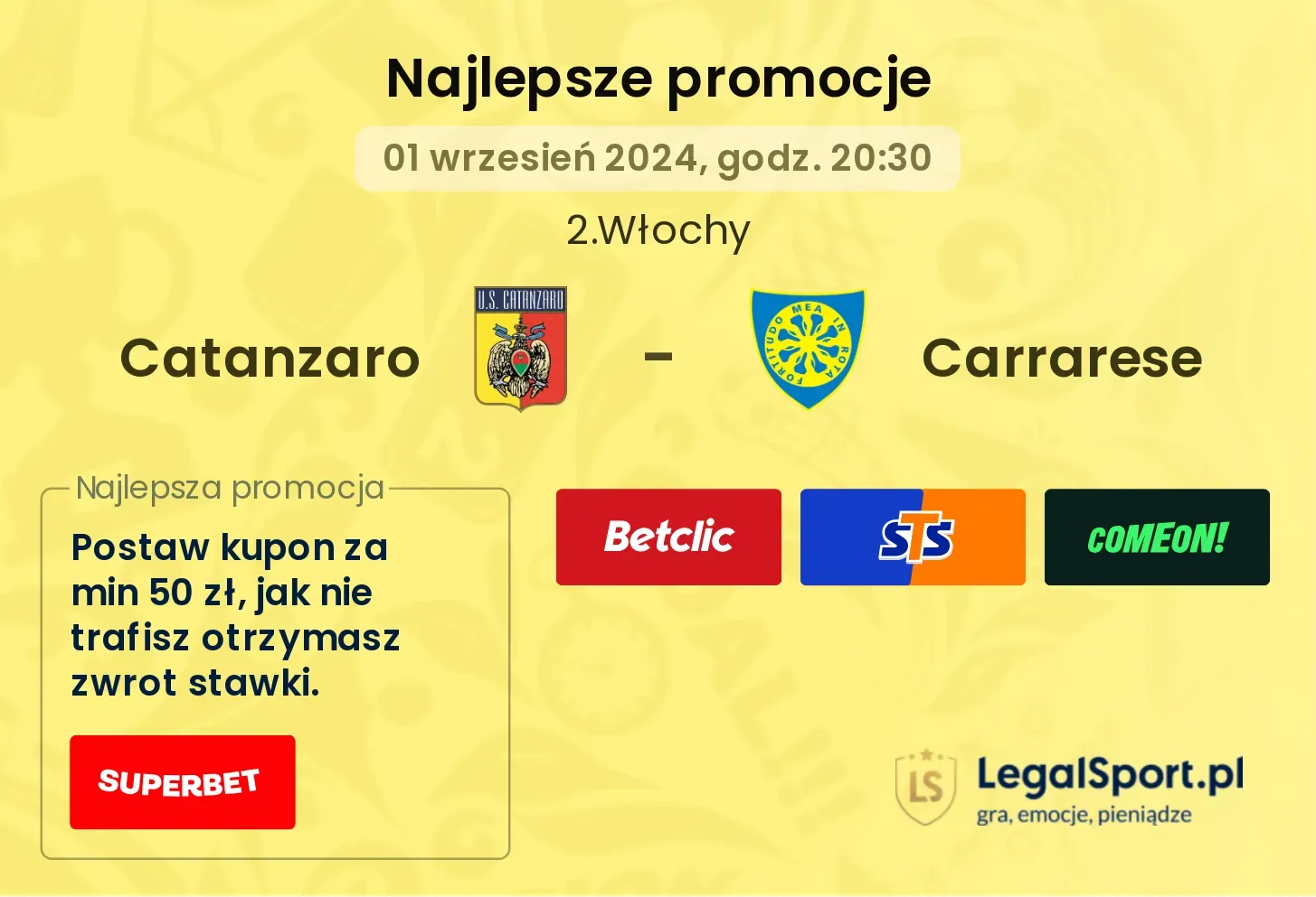 Catanzaro - Carrarese promocje bonusy na mecz