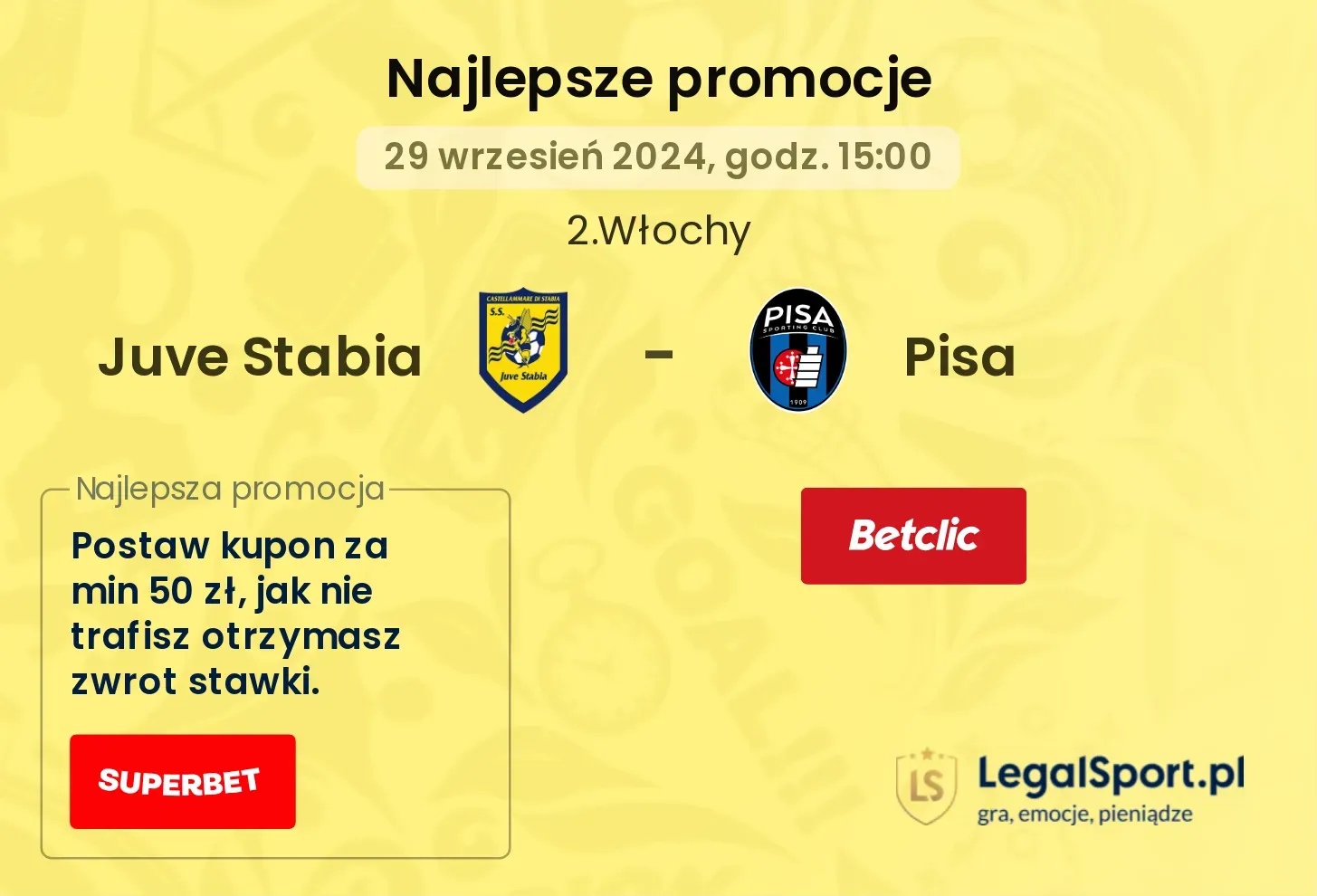 Juve Stabia - Pisa promocje bonusy na mecz