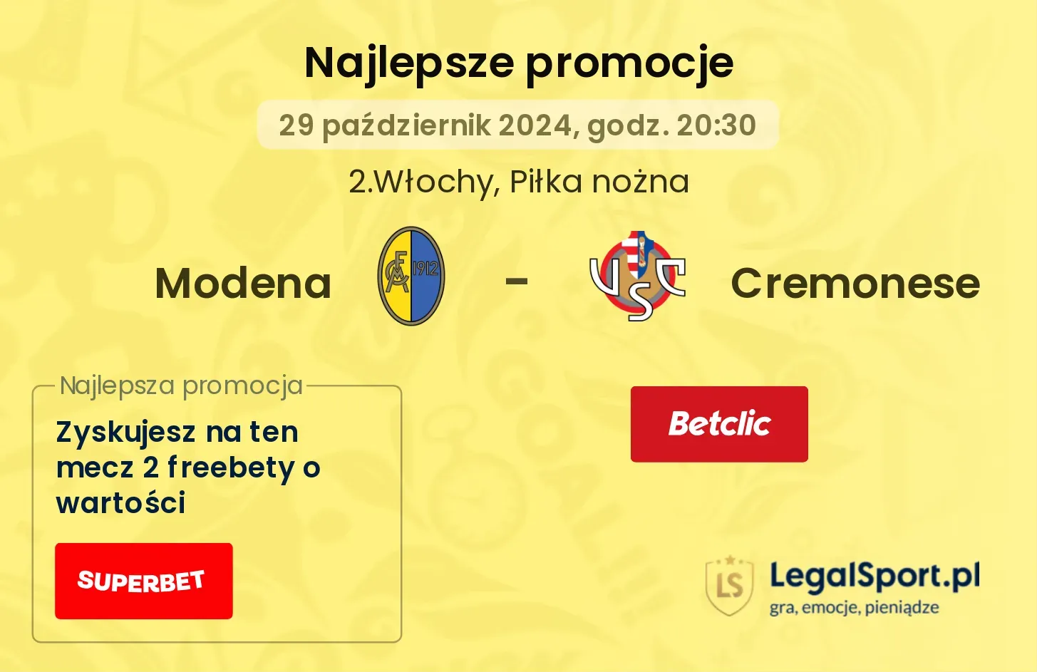 Modena - Cremonese promocje bonusy na mecz