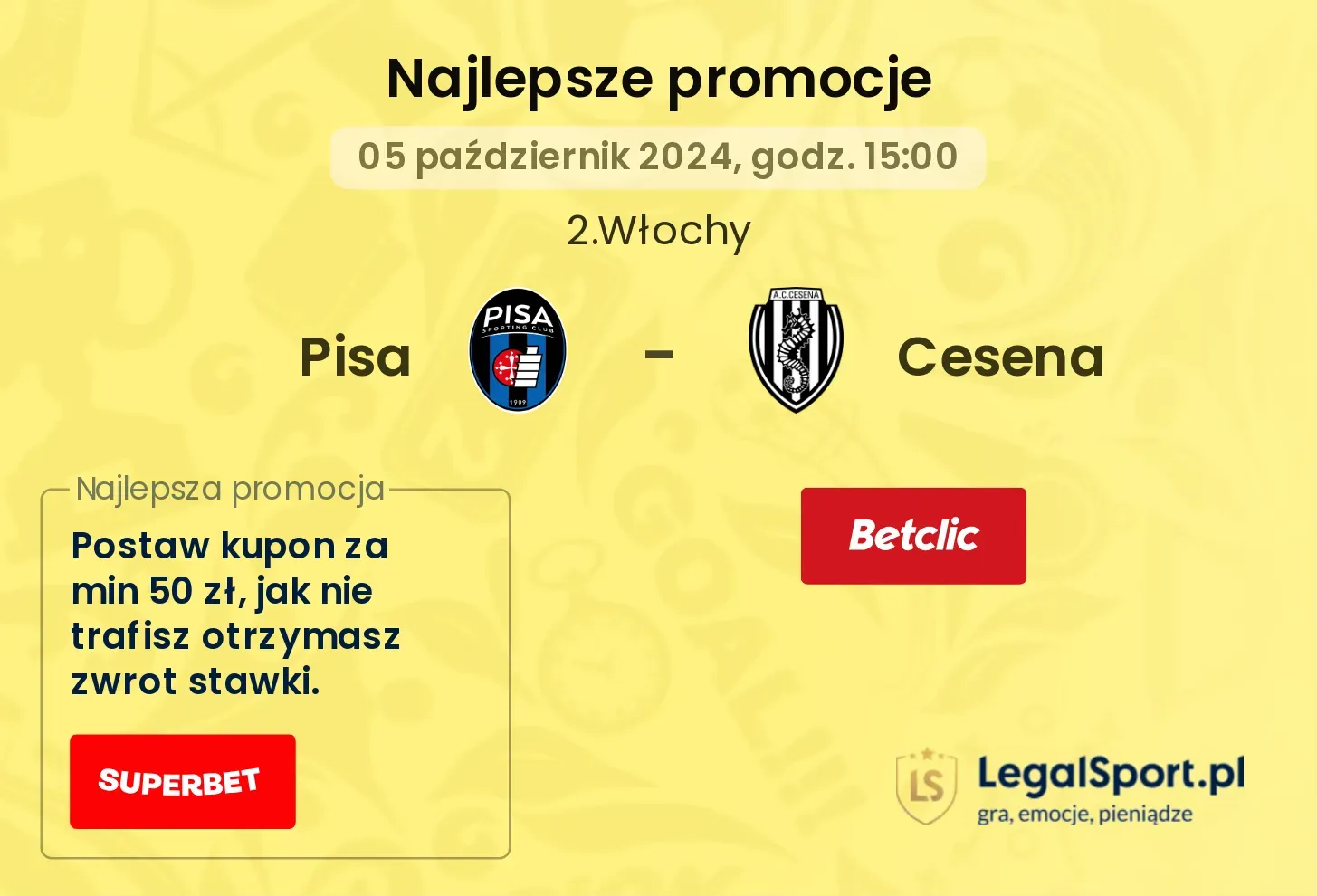 Pisa - Cesena promocje bonusy na mecz