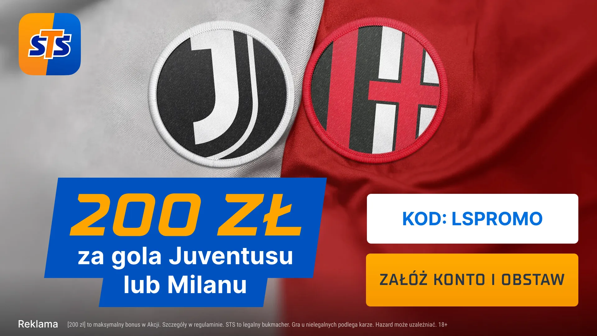 Juventus lub Milan strzeli gola - zyskujesz premię. 200 zł od STS (03.01.2024)