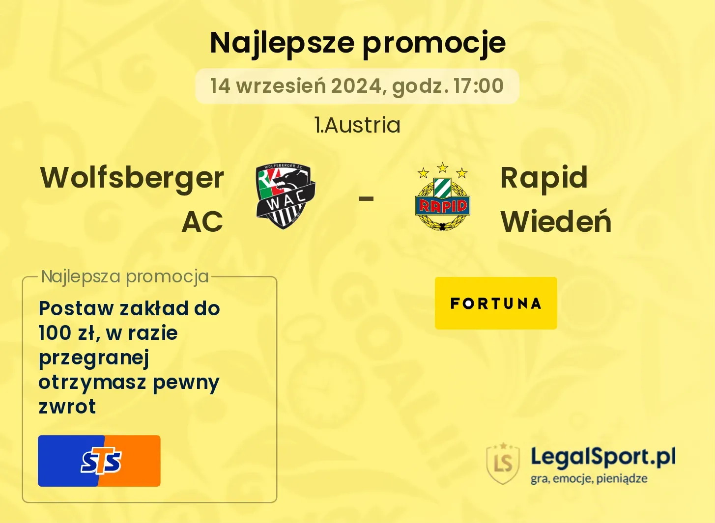 Wolfsberger AC - Rapid Wiedeń promocje bonusy na mecz