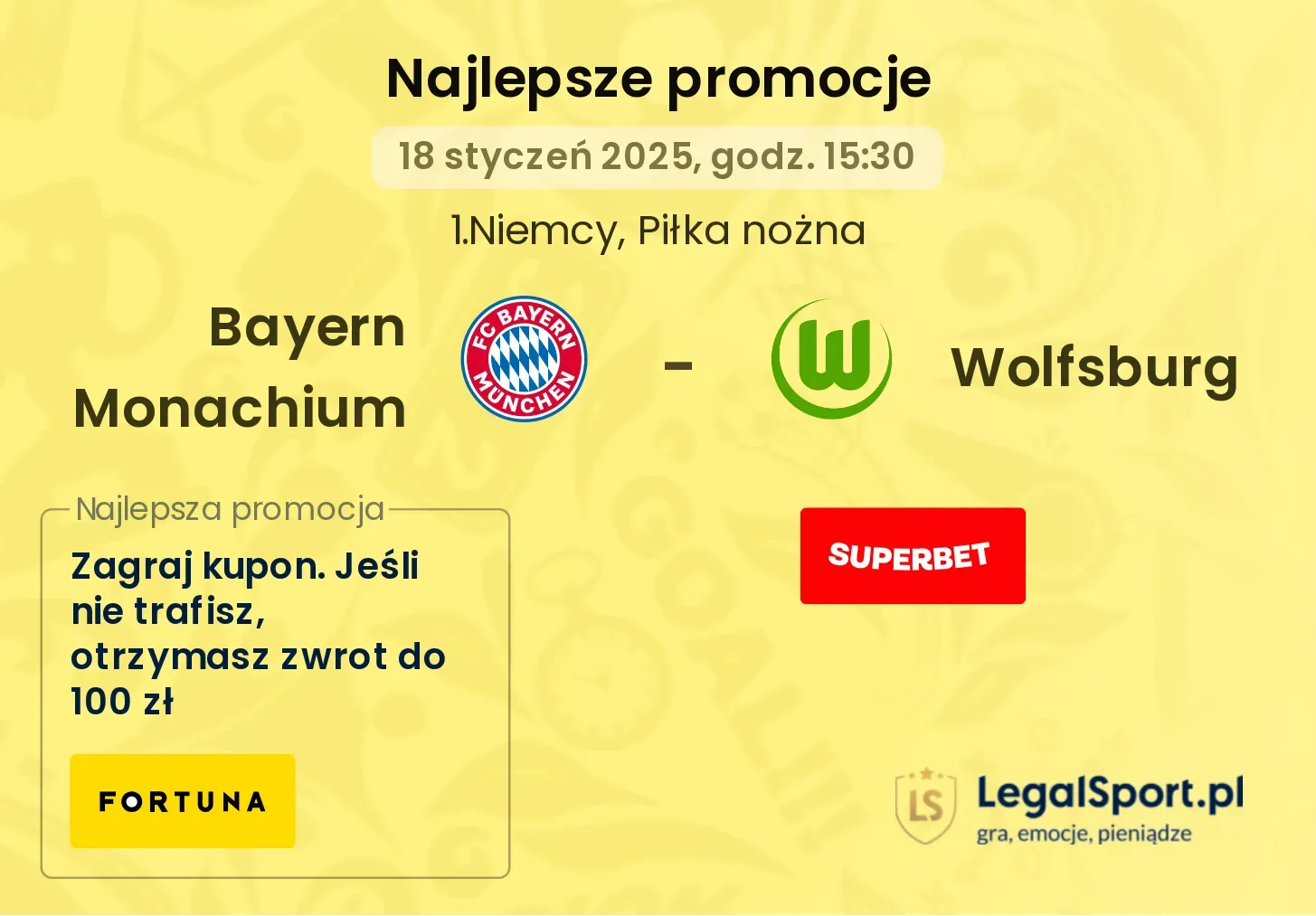 Bayern Monachium - Wolfsburg promocje bukmacherskie