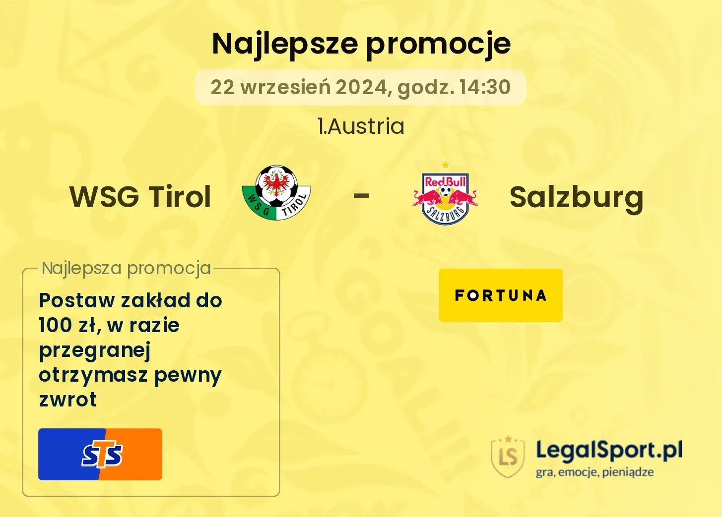 WSG Tirol - Salzburg promocje bonusy na mecz