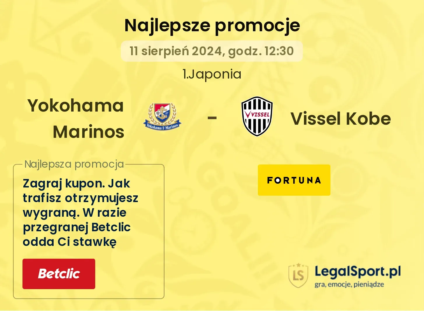 Yokohama Marinos - Vissel Kobe promocje bonusy na mecz