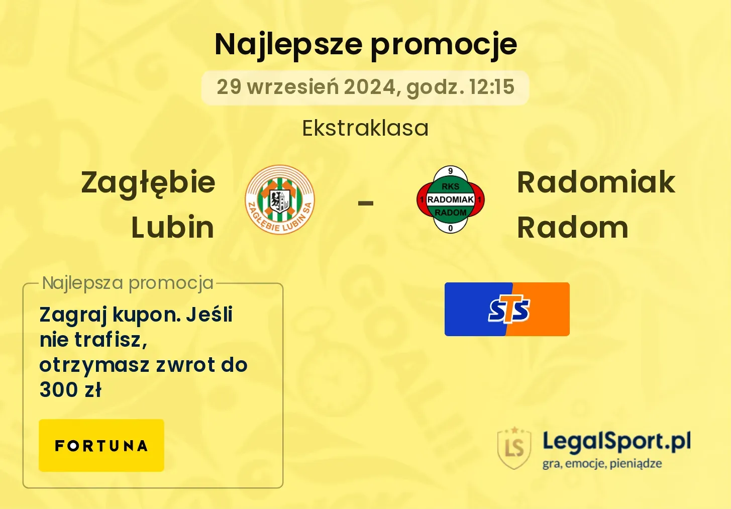 Zagłębie Lubin - Radomiak Radom promocje bonusy na mecz