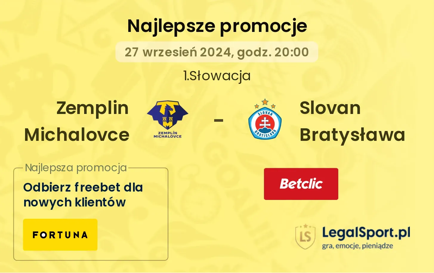 Zemplin Michalovce - Slovan Bratysława promocje bonusy na mecz