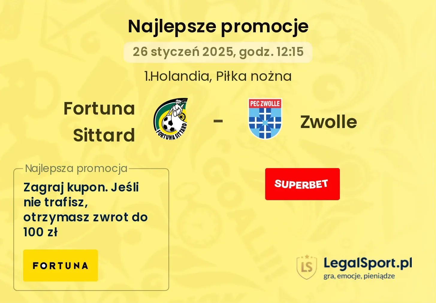 Fortuna Sittard - Zwolle promocje bukmacherskie