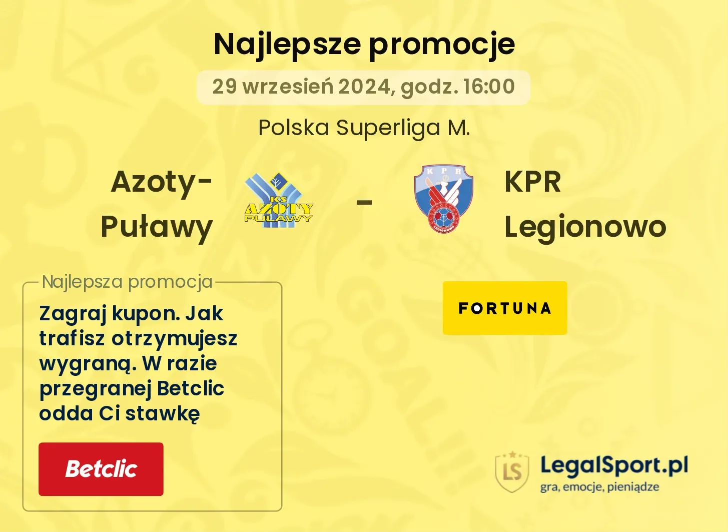 Azoty-Puławy - KPR Legionowo promocje bonusy na mecz