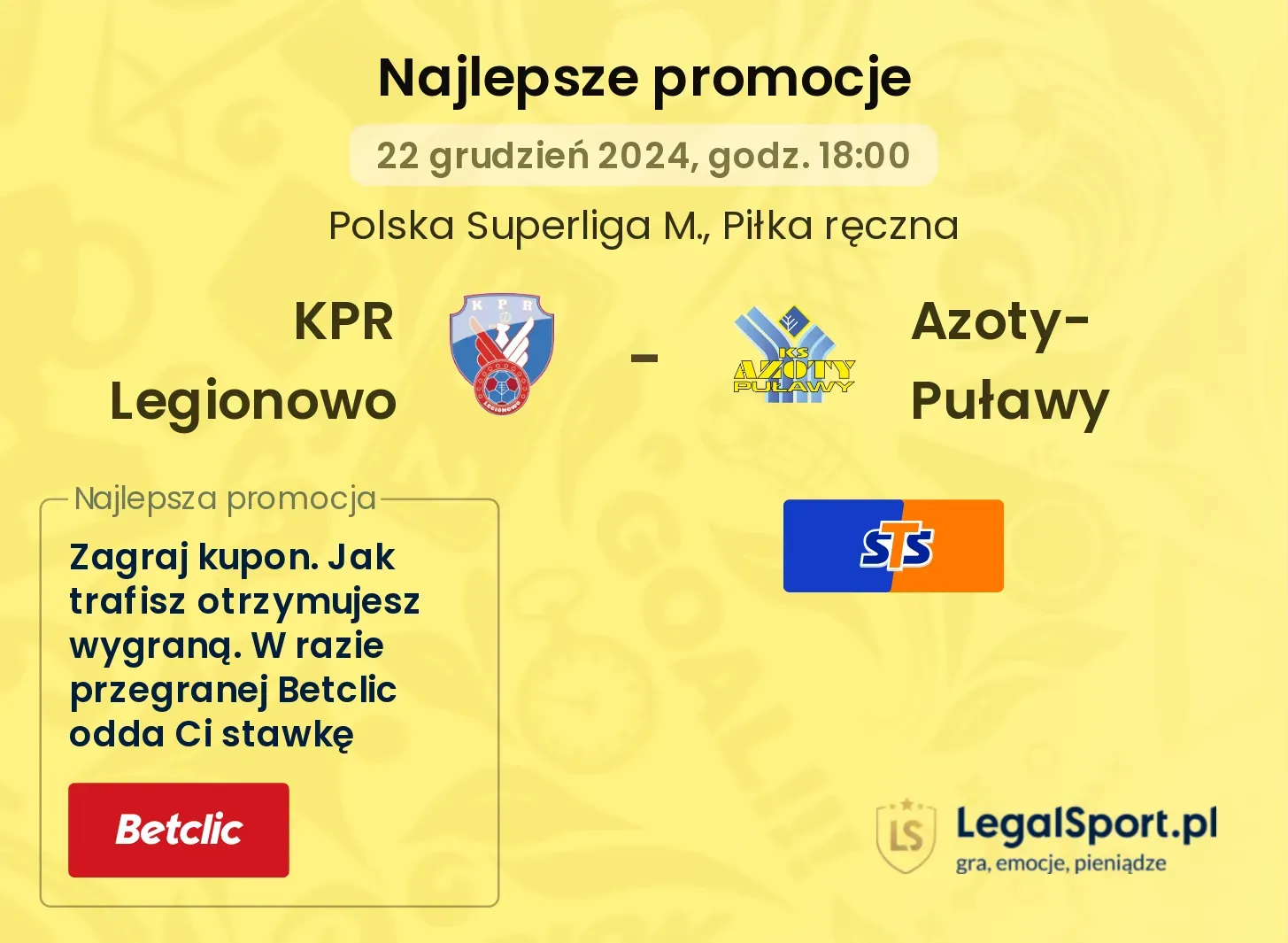 KPR Legionowo - Azoty-Puławy promocje bukmacherskie