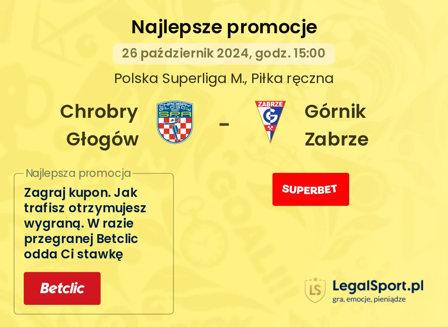 Chrobry Głogów - Górnik Zabrze promocje bonusy na mecz