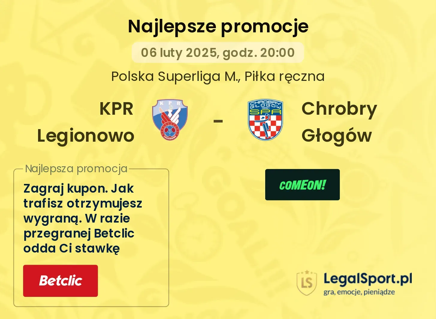 Chrobry Głogów - KPR Legionowo promocje bonusy na mecz