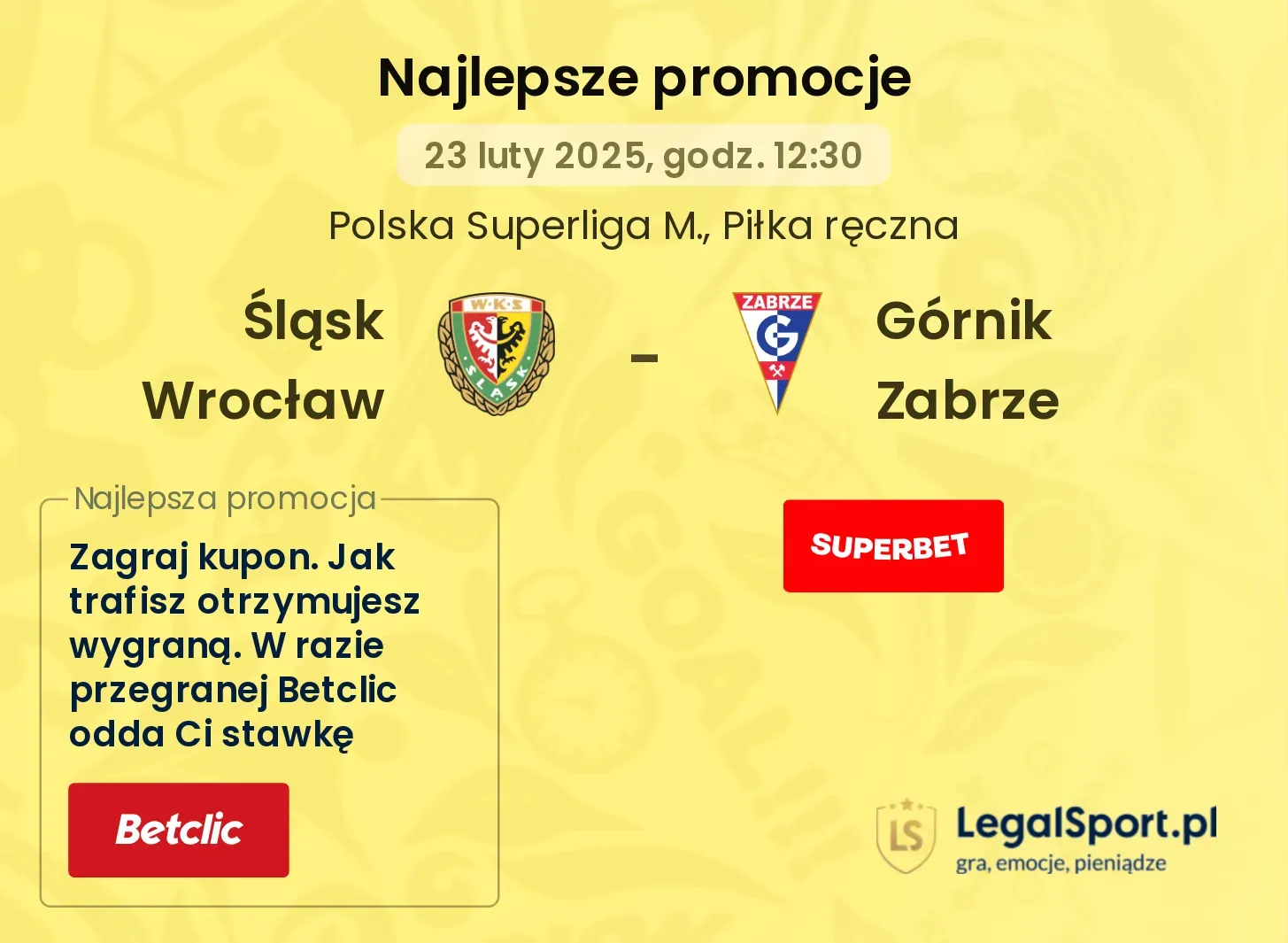 Górnik Zabrze - Śląsk Wrocław promocje bonusy na mecz