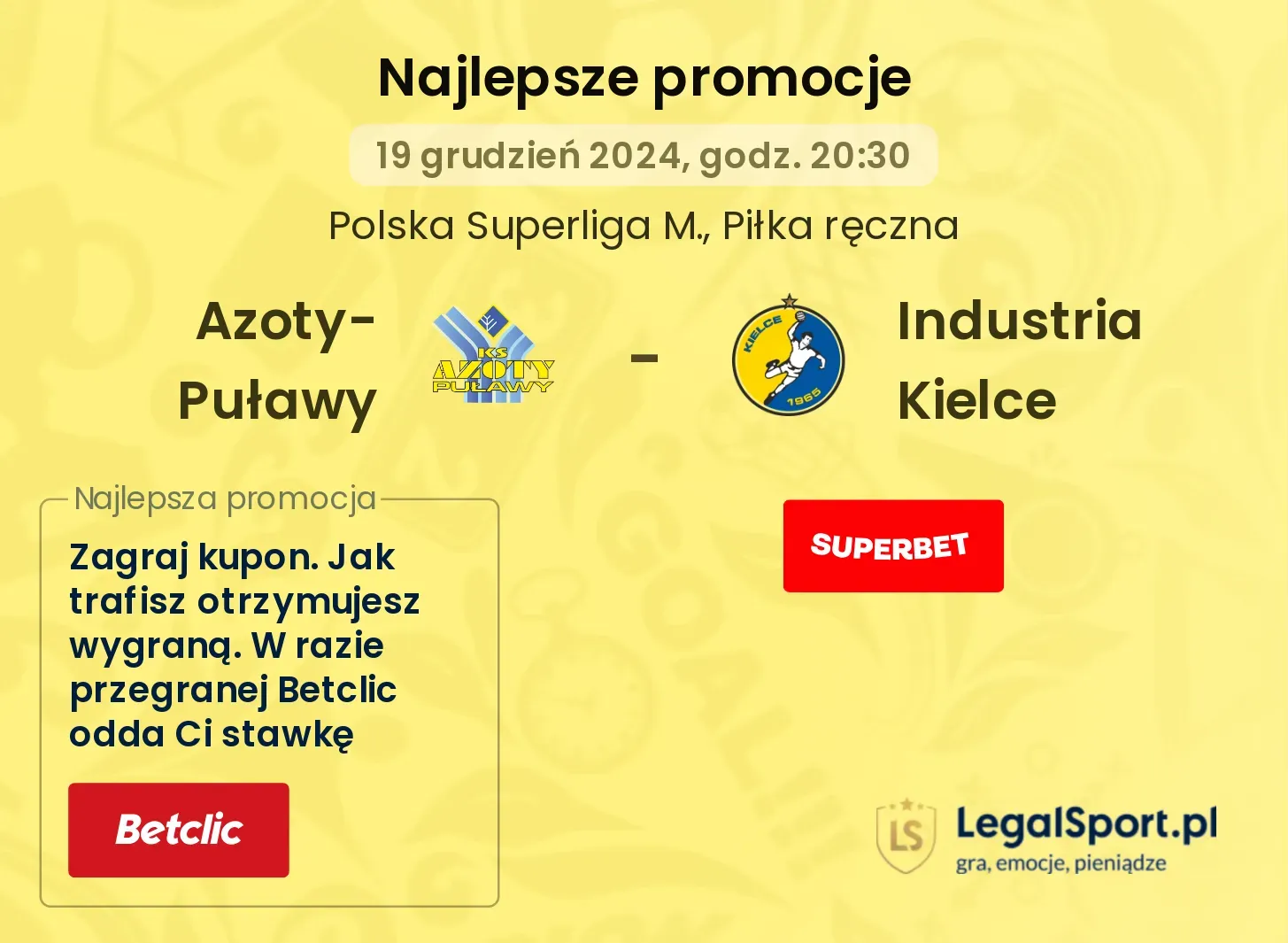 Industria Kielce - Azoty-Puławy promocje bonusy na mecz