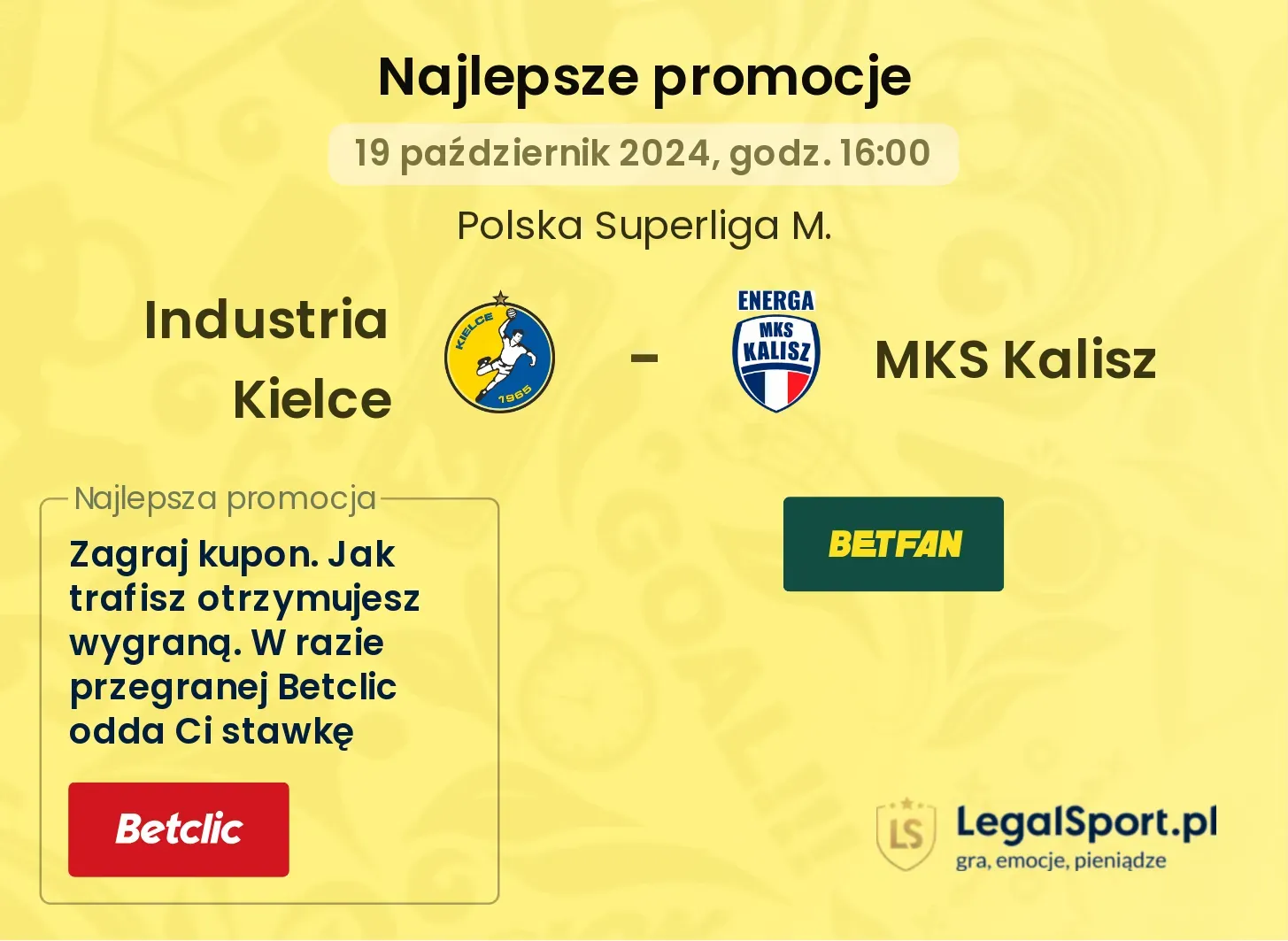 Industria Kielce - MKS Kalisz promocje bonusy na mecz