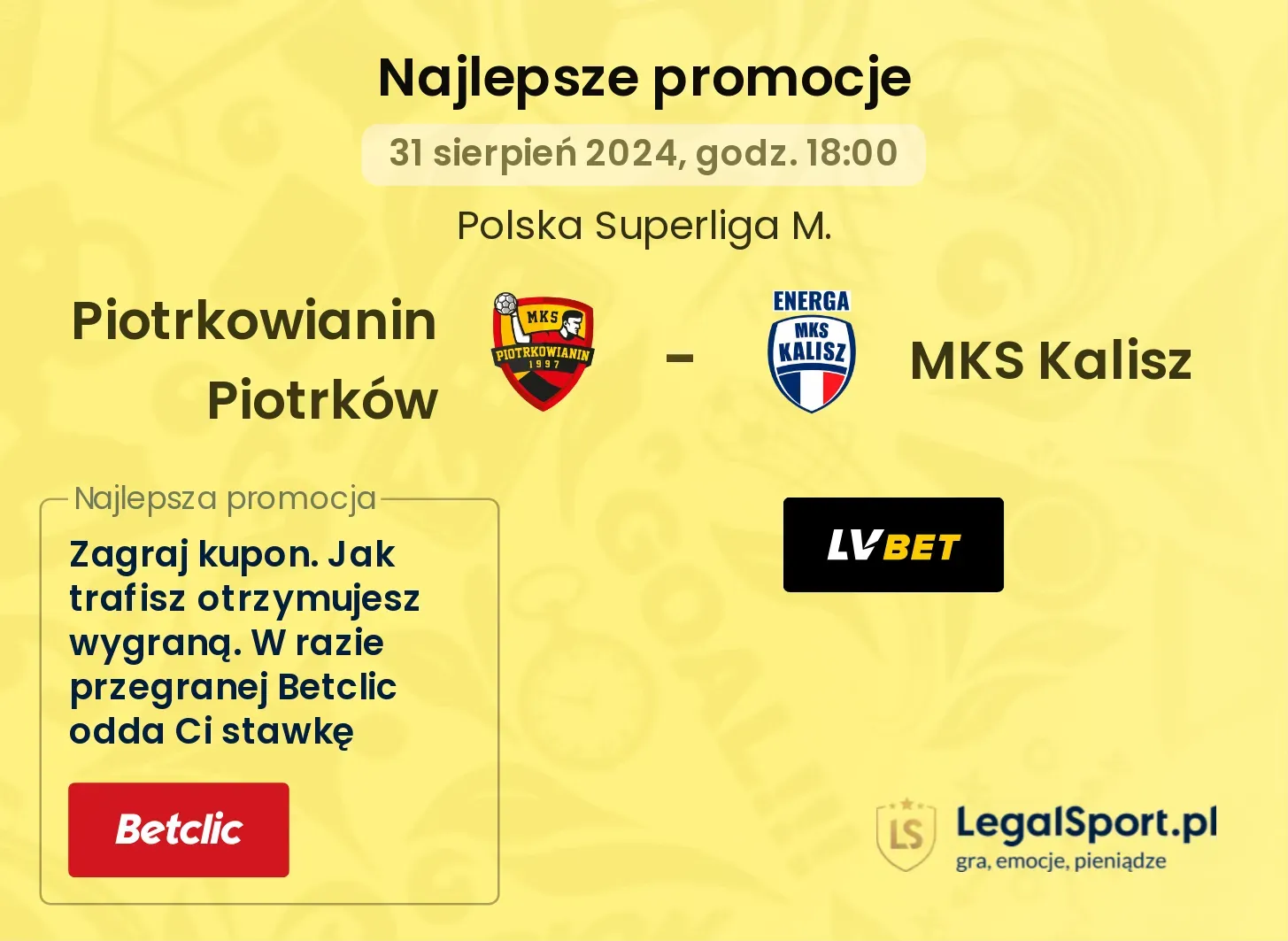 Piotrkowianin Piotrków - MKS Kalisz promocje bonusy na mecz