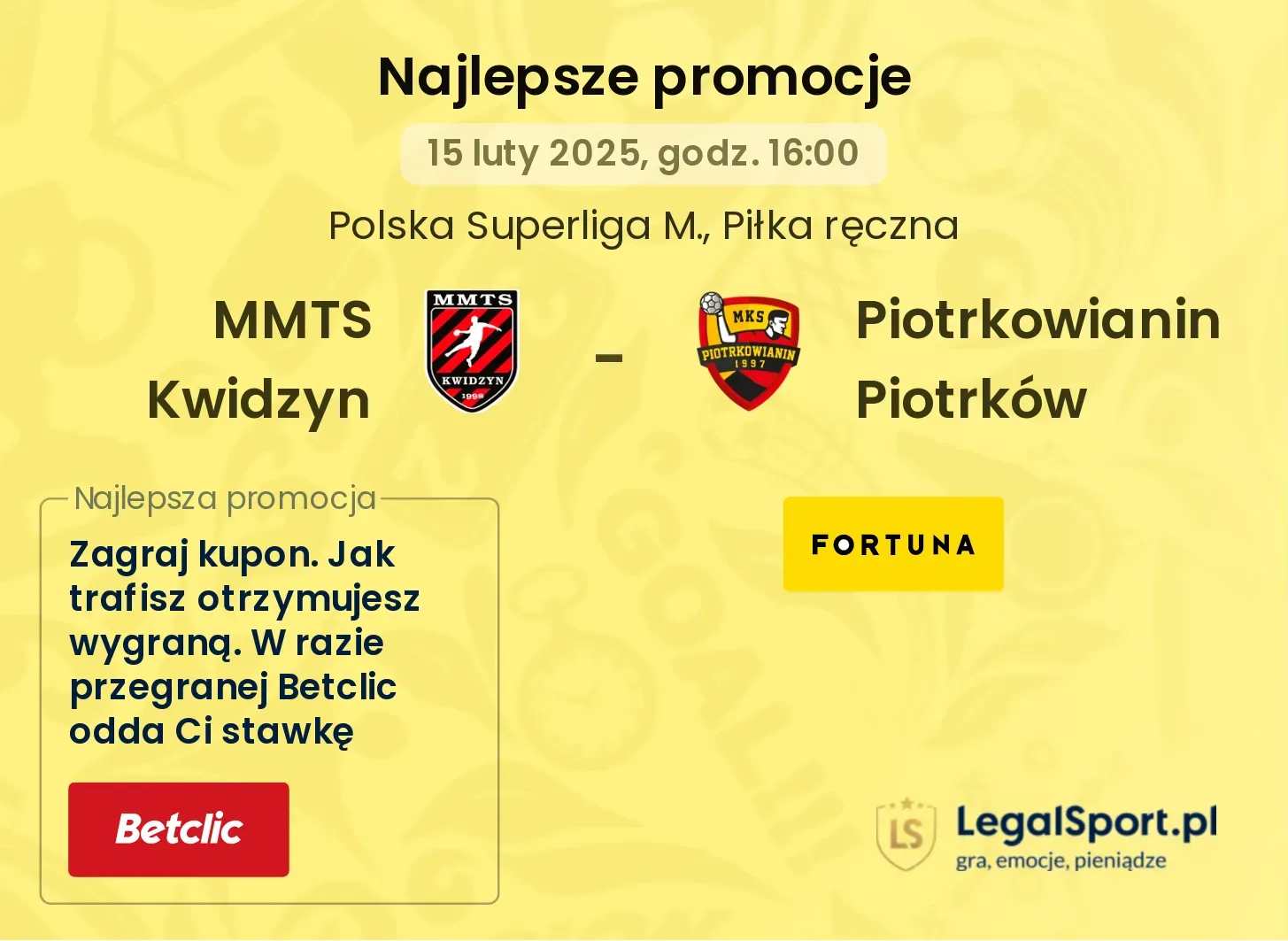 Piotrkowianin Piotrków - MMTS Kwidzyn promocje bonusy na mecz