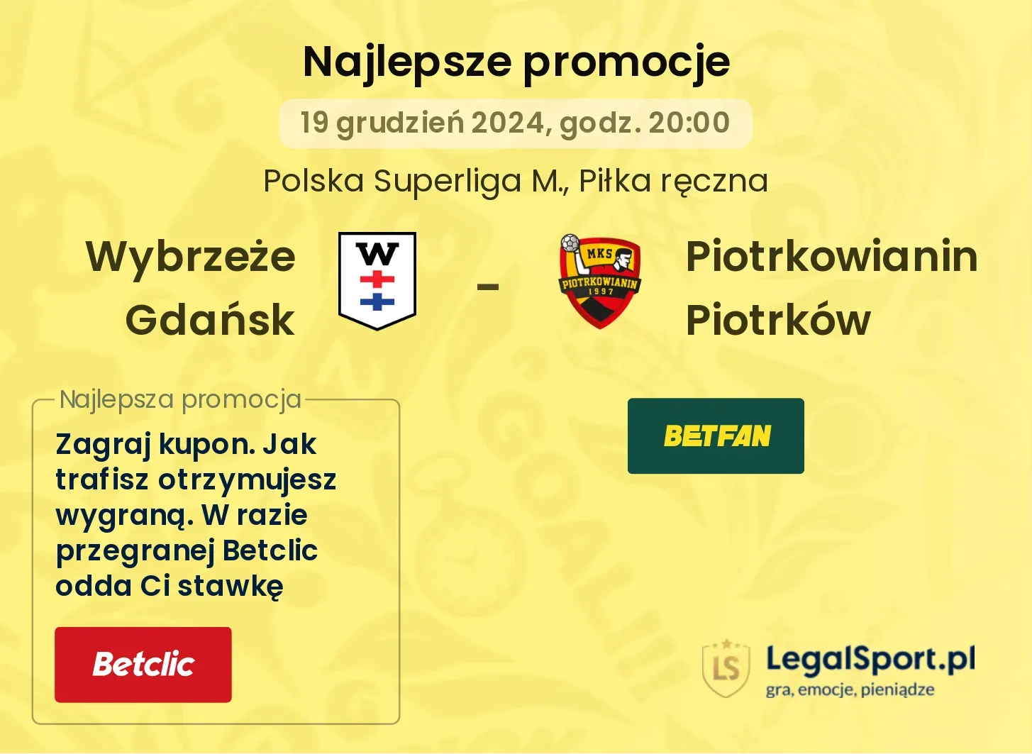 Piotrkowianin Piotrków - Wybrzeże Gdańsk promocje bonusy na mecz