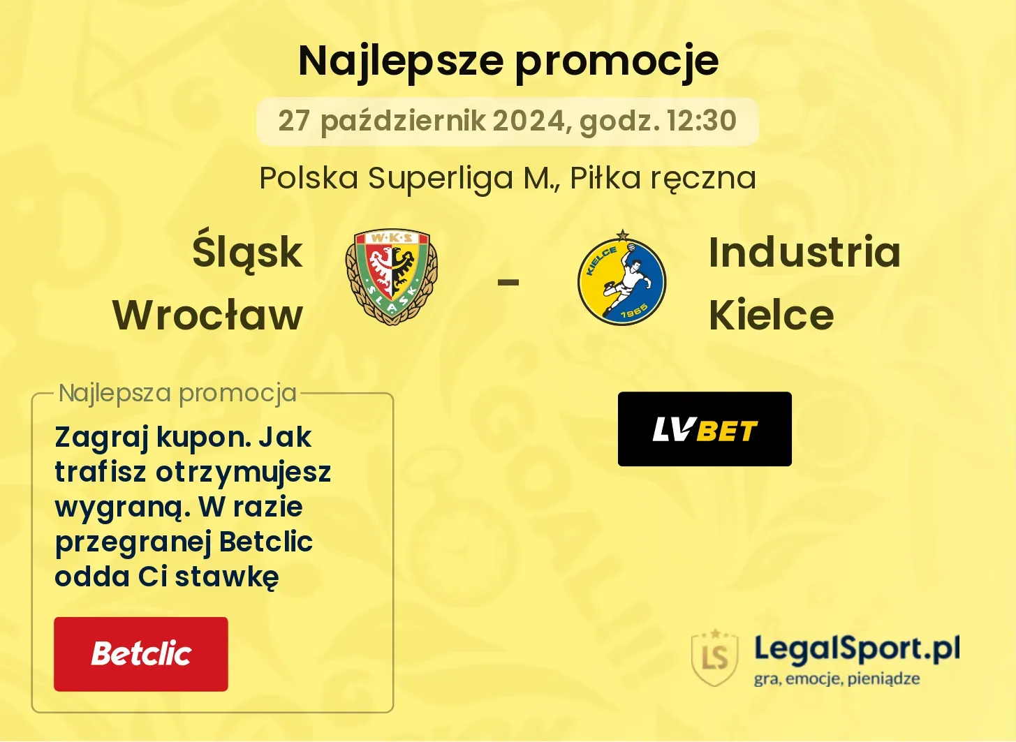 Śląsk Wrocław - Industria Kielce promocje bonusy na mecz