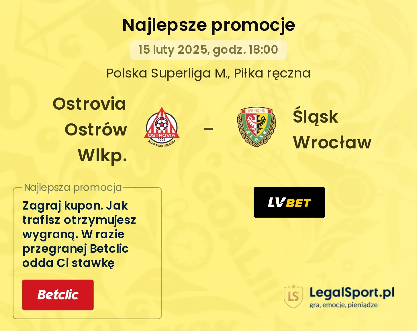 Śląsk Wrocław - Ostrovia Ostrów Wlkp. promocje u bukmacherów 13.11, 20:00