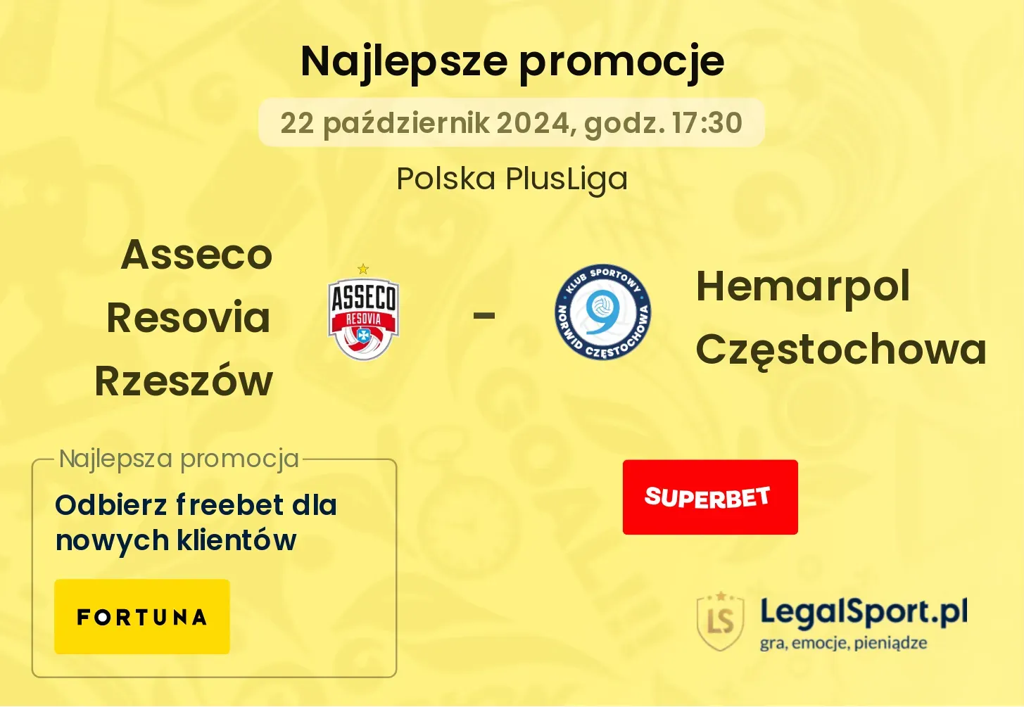 Asseco Resovia Rzeszów - Hemarpol Częstochowa promocje u bukmacherów 22.10, 17:30