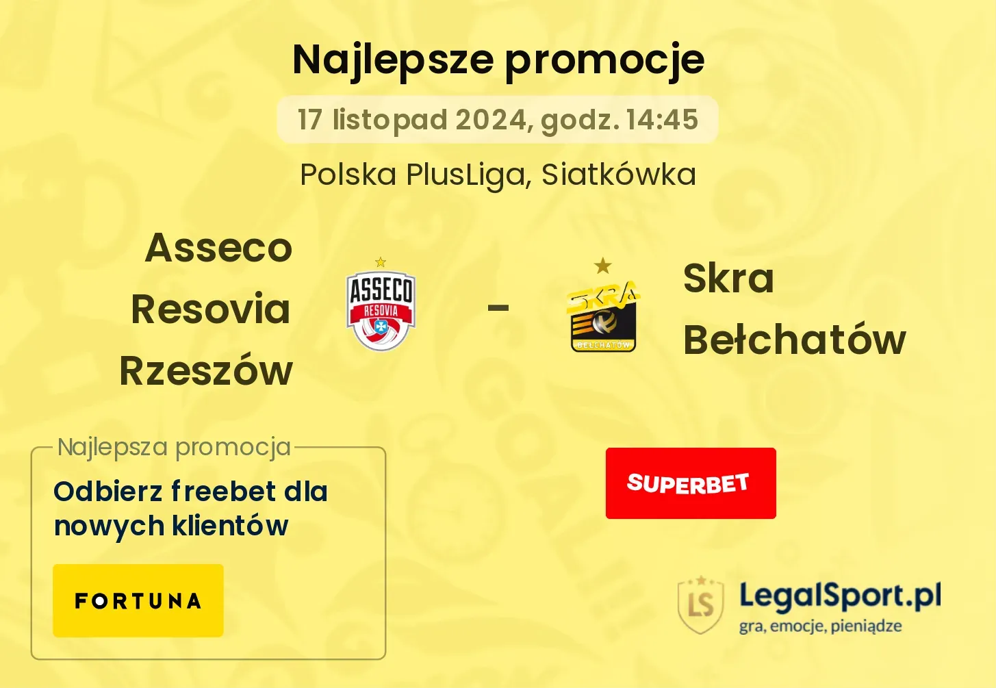 Asseco Resovia Rzeszów - Skra Bełchatów promocje bonusy na mecz