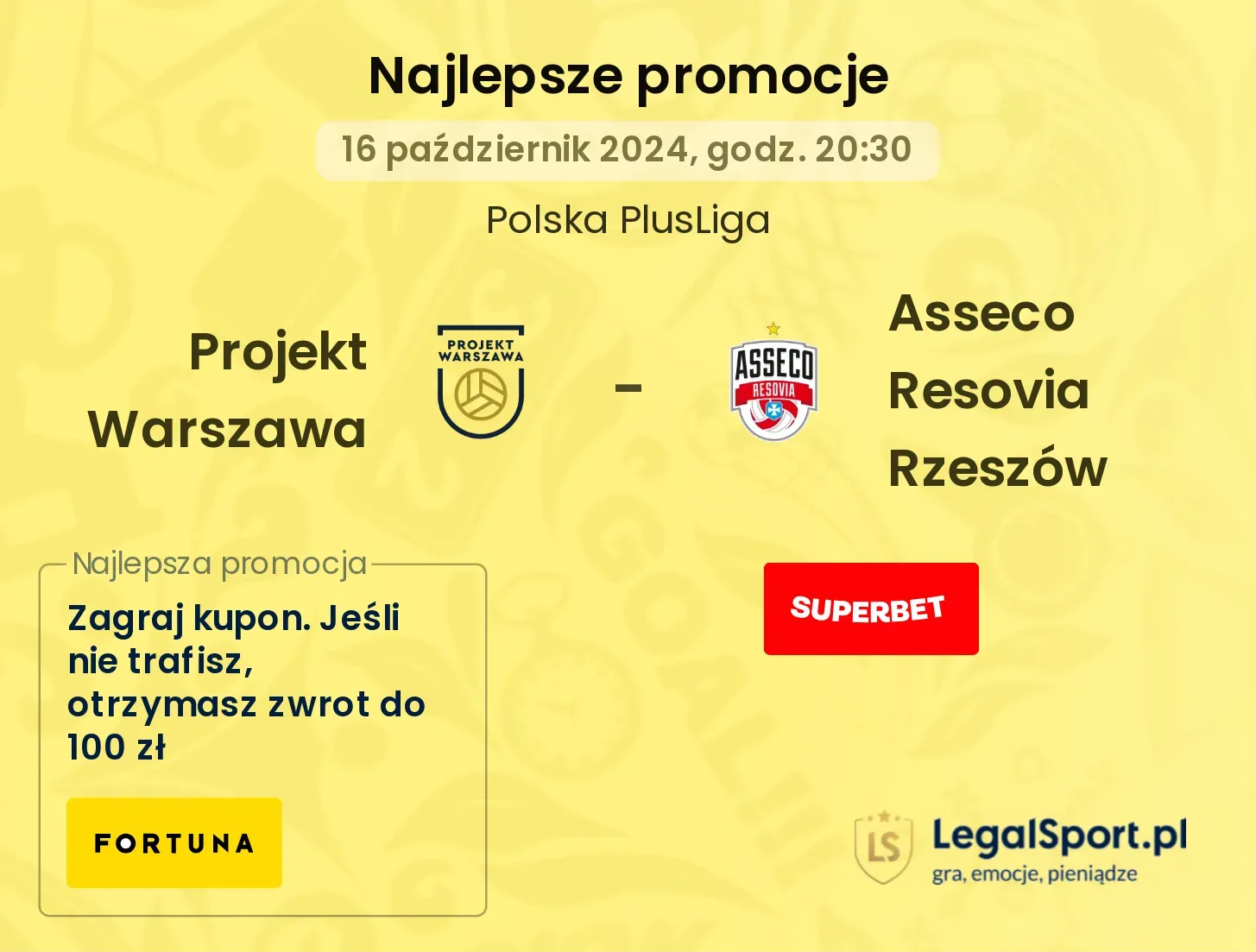 Projekt Warszawa - Asseco Resovia Rzeszów promocje bonusy na mecz