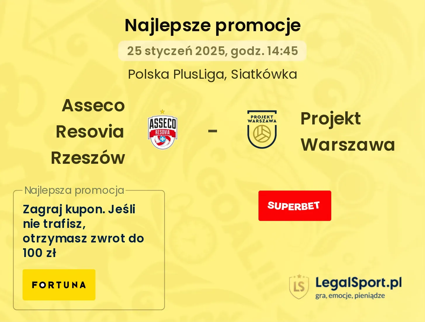 Asseco Resovia Rzeszów - Projekt Warszawa promocje u bukmacherów