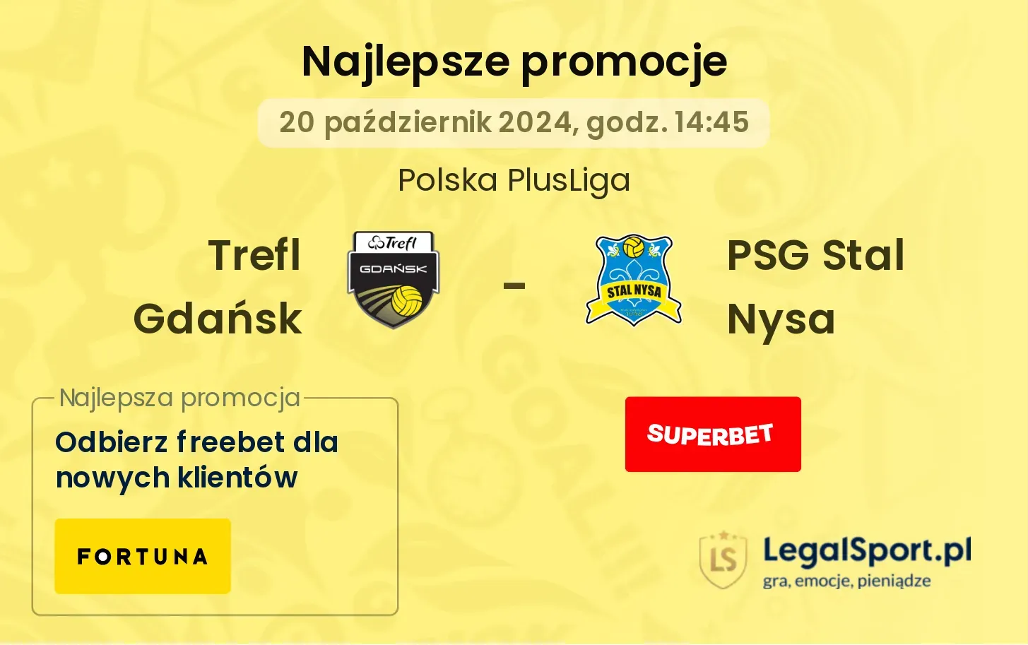 Trefl Gdańsk - PSG Stal Nysa promocje u bukmacherów 20.10, 14:45