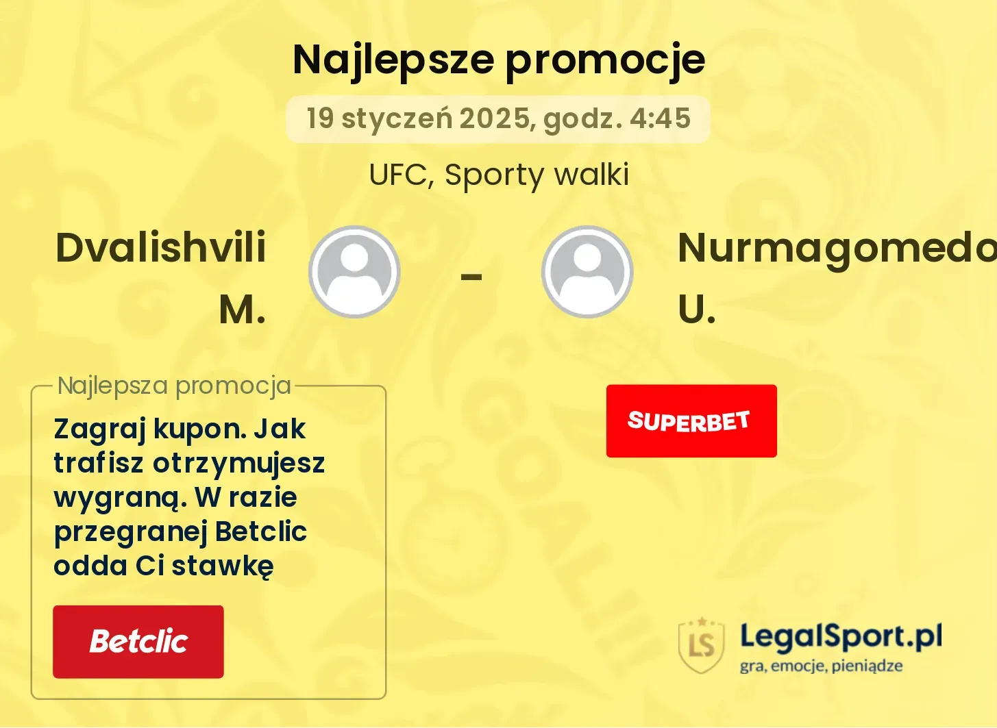 Dvalishvili M. - Nurmagomedov U. promocje u bukmacherów