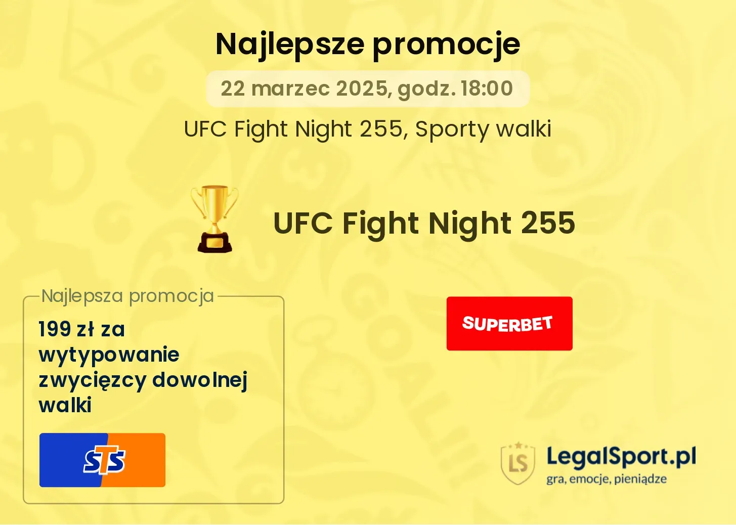 Promocje UFC Fight Night 255: 199 zł za prawidłowy typ, bonus 300 zł za walkę Błachowicza