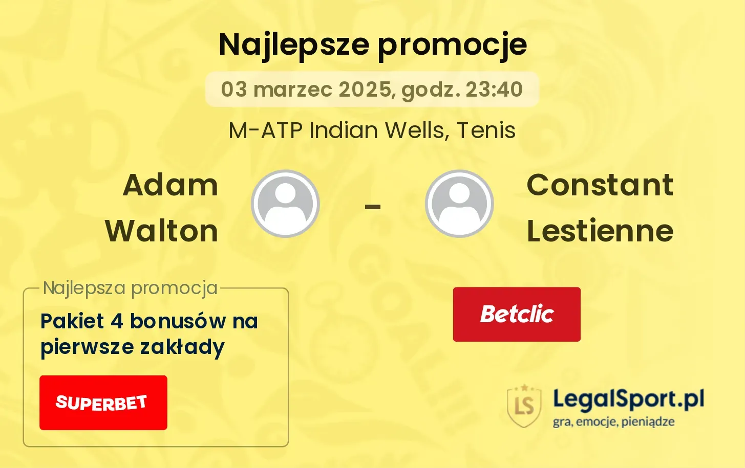 Adam Walton - Constant Lestienne promocje bonusy na mecz